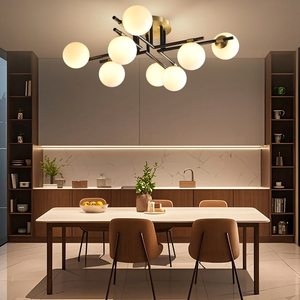 Lampadario <span class=keywords><strong>a</strong></span> Soffitto Moderno in Vetro Stile Americano Retrò, Lampada <span class=keywords><strong>a</strong></span> <span class=keywords><strong>Sospensione</strong></span> LED in Ottone Massiccio <span class=keywords><strong>per</strong></span> Sala da Pranzo e <span class=keywords><strong>Soggiorno</strong></span> - Product Image 5