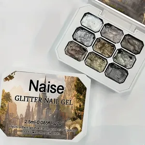 Set de 9 Esmaltes de Uñas en Gel/Polvo Sólido – Gel para Uñas, Esmalte de Uñas con Brillo Metálico, Súper Brillante, Reflectante, Spa - Product Image 5