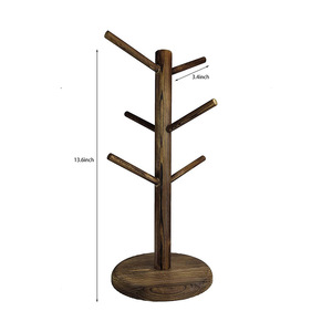 Bamboo Cup Holder <b>Tree</b> Branch Shape 6 Tier Draining Rack For <b>Mugs</b> Teacups Coffee Cups Natural Wood Color - Product Image 3