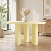Table à manger ronde en bois massif, style minimaliste moderne, pour la maison, le restaurant, le bar, pas d'assemblage nécessaire