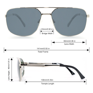 แว่นกันแดดโลหะแฟชั่นสไตล์เรโทรคุณภาพสูง เลนส์โพลาไรซ์ UV400 แบบสองบริดจ์  บานพับสปริง ดีไซน์ทันสมัย รับทำโลโก้ตามสั่ง - Product Image 2