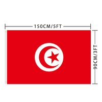 Drapeau national tunisien à prix réduit, imprimé sérigraphique, polyester/nylon, design portable et léger pour les défilés