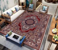 Tapis OEM écologique, rembourré, à poils ras, résistant aux taches, style persan, fabriqué à la machine, réversible, antidérapant, en polyester imprimé