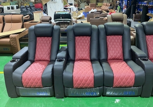 <span class=keywords><strong>Fauteuil</strong></span> électrique en cuir de vachette noir de qualité supérieure avec porte-gobelet, couche supérieure atmosphérique, facile à utiliser pour regarder des films au cinéma - Product Image 5