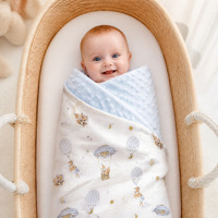 Couverture Bébé en Coton Imprimé Sensoriel 3D Minky Dot Réversible, Douce et Chaude, Motif Montgolfière, pour Literie Nouveau-né et Décoration de Crèche