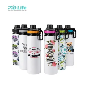 Pyd life garrafas de água de alumínio personalizadas, garrafas de água em branco com alça, 28 oz 850 ml, para esportes ao ar livre