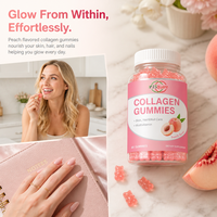Gummies de collagène pêche – Soutien multivitaminé au collagène pour l'entretien quotidien de la peau, des cheveux et des ongles