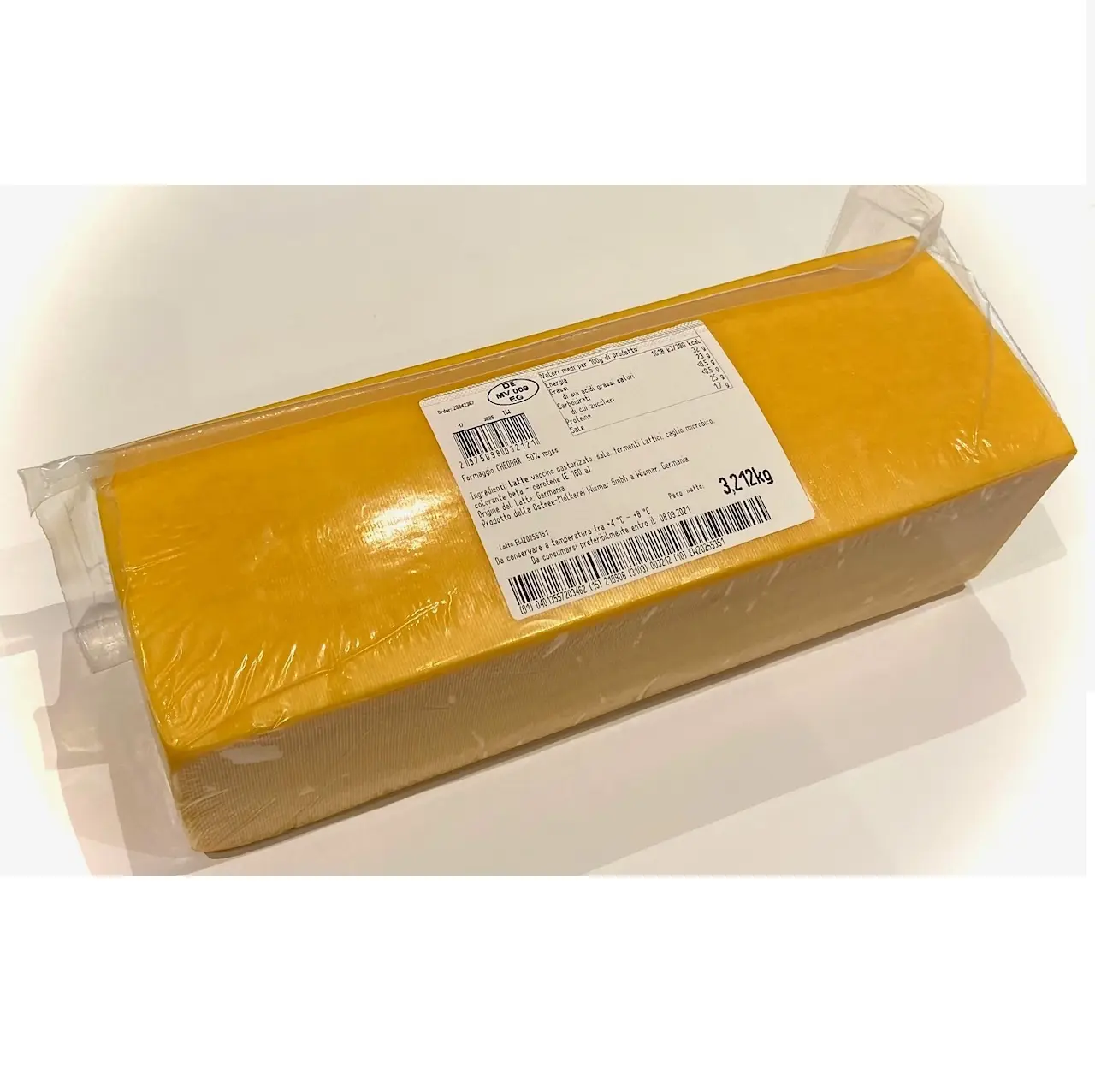 Blocco all'ingrosso di formaggio Cheddar di marca Zarpellon 18 c560c rosso Cheddar Block 3 Kg di formaggio Semi duro