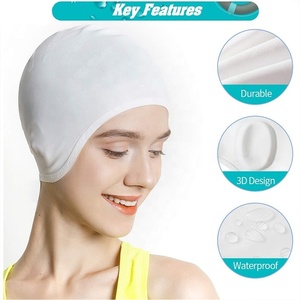 Chapeau <span class=keywords><strong>de</strong></span> natation imperméable <span class=keywords><strong>de</strong></span> protection d'oreille anti-fuite <span class=keywords><strong>de</strong></span> silicone <span class=keywords><strong>de</strong></span> couleur pure pour des hommes femmes - Product Image 4