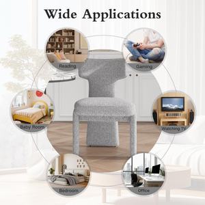 طقم كرسي طعام مستلق حديث من 4 منجد من قماش الشنيل مع أرجل من الخشب المطاطي أثاث منزلي محمول - Product Image 6