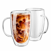 Vente en gros de tasses à lait en verre à double paroi isolées, tasses à café pour cappuccino, latte, americano