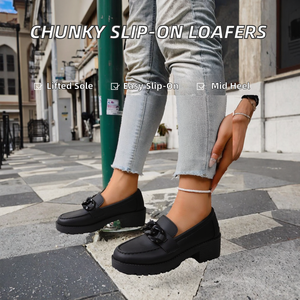 Zapatos de Tacón Grueso Estilo Británico de Metal para Otoño 2025, Zapatos de Plataforma con Suela Gruesa para Mujer, Talla Grande, Suela de PVC, Sin Cordones, Tacón Medio - Product Image 2