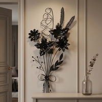 Décoration murale intérieure en métal, vente en gros, accent décoratif pour la maison, 68,58*12,7*62,23CM, noir et or, décoration murale métallique de luxe pour la maison