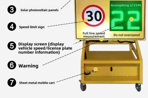 Năng lượng mặt trời Radar xe Đồng hồ tốc độ di động đo lường cho khu vực nhà Máy cảnh báo giao thông Để Tăng Tốc phát hiện đường - Product Image 4