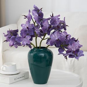 Orquídeas Artificiales Meng Jie, 7 Cabezas, Arreglo en Jarrón de Plástico PU, Decoración para Bodas y Hogar - Product Image 3