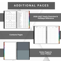 Agenda en cuir véritable rechargeable 2026 A5, agenda personnalisé avec boucle pour stylo, couverture personnalisée, organisateur quotidien, coffret cadeau premium