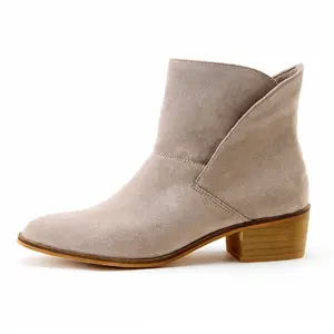 Winter Vrouwelijke Luxe Chic Dames Suede Chunky Enkellaars Vrouwen Mode Schoenen Vrouwen Laarzen Dikke Hakken Vrouwen Schoenen Lage hakken