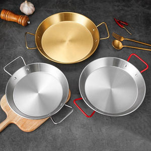 Plato Dorado Grueso para Barbacoa con Dos Asas, Bandeja Multiusos para Alimentos, Olla para <span class=keywords><strong>Paella</strong></span>, Sartén Plana de 40 cm para Uso en la Cocina - Product Image 3