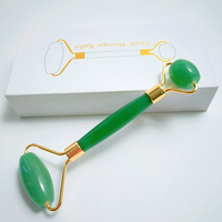 Rouleau facial en jade 100 % naturel, pierre précieuse aventurine verte naturelle, outil de massage facial