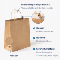 Sacs en papier kraft de qualité supérieure, écologiques, recyclables, emballages personnalisés pour les marques de détail, sacs de shopping pour boutiques avec logo