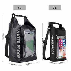 Sac étanche de 2 L, sac bandoulière d'extérieur, pochette étanche 2-en-1 pour téléphone portable, sac de natation étanche en PVC - Product Image 2
