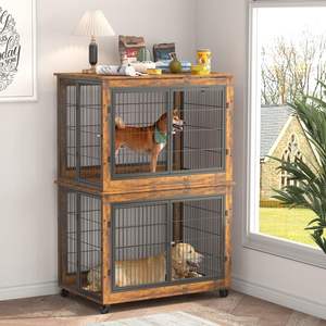 Toptan istifleme köpek sandık kapalı küçük ve orta çift katmanlı anne ve çocuk kalınlaşmış demir kafes köpek kulübesi - Product Image 4