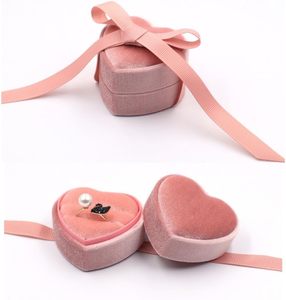 กล่องใส่แหวนสองชั้นกล่องใส่โลโก้แฟชั่นรูปกุหลาบแดงผ้ากำมะหยี่ - Product Image 5