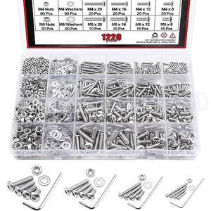 304 Stainless Steel Screw Kit 1220pcs Round Head Hex Screws With Nuts Washers ISO7380 Standard Tool Set - Product Image 3