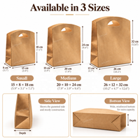 Sacs cadeaux en papier kraft personnalisés avec logo, poignée découpée, sacs cadeaux en papier pour boutiques de vêtements, boulangeries et marques de plats à emporter