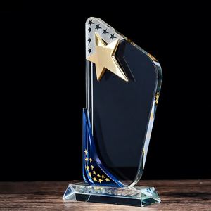 Trofeo de Cristal en Forma de Estrella K9 en Blanco para Premios, Venta al Por Mayor de Fábrica, Logotipo Personalizado, Grabado Láser 3D, Trofeo de Cristal con Estrella - Product Image 1