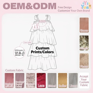 Abito Casual per Ragazze 2-12 Anni con Stampa Personalizzata, Halter, 4 Strati, Volant, Lunghezza al Ginocchio, Spalline Sottili, Eco-Friendly - Product Image 2