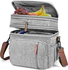Lunch Bag Lunch Box Double Deck Leakproof Insulated Soft Large Adult Camping Cooler Bag for Work Beach Picnic Travel - Product Image 1