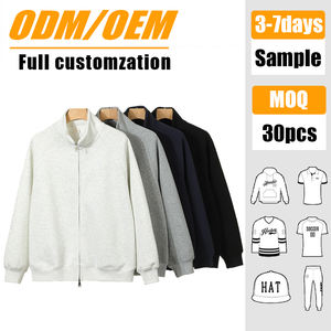 Sudadera informal de cuello alto, estilo casual, con hombros caídos, cremallera, unisex, versátil, holgada, tipo cárdigan, con logotipo personalizado - Product Image 1