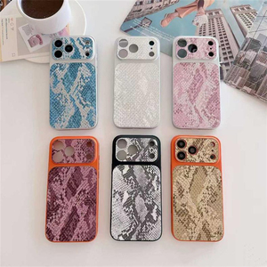 Original Leather Snake skin pattern Phone <b>case</b> for iPhone 17 16 15 14 Pro Max Animal Lens Leopard Converted Laser Back Cover - Product Image 1