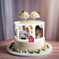 Support à gâteau créatif en acrylique avec cadre photo, séparateur de gâteau hexagonal DIY, outil de décoration de gâteau pour mariages et fêtes d'anniversaire
