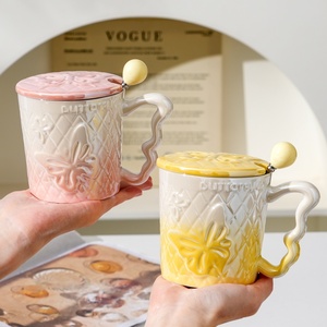 400ML Relief Animal Shapes <b>Ceramic</b> <b>Cup</b> Home Office Water Mug Breakfast Coffee Mugs with Lid and Gift Box for Couple - Product Image 4