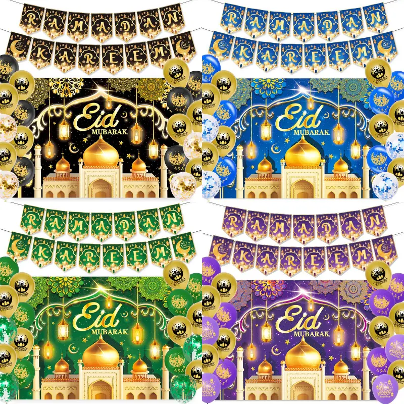 New EID mubarak bóng bay ramadan kareem trang trí biểu ngữ Sao Mặt Trăng hồi giáo Nguồn cung cấp bên hồi giáo