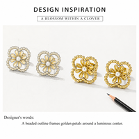 Boucles d'oreilles clous Daisy Clover en acier inoxydable plaqué or 14K sous vide, avec cadre perlé imitation perle, bijoux 11mm