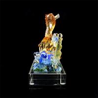 Liuli cristal sculpté cadeau d'affaires Feng Shui Sculpture de poisson carpe sautant par-dessus Dragon Gate verre matériel