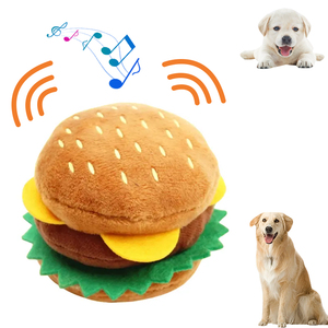 Fabbrica basso MOQ all'ingrosso Pet squittio giocattoli di peluche patatine fritte Pizza Hamburger imbottito cuscino peluche cigolante giocattoli per cani cigolanti - Product Image 2
