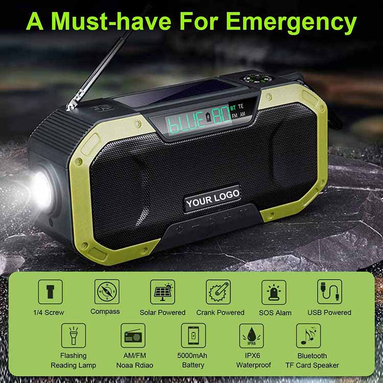 Camping survival waterproof power bank flashlight FM/AM outdoor emergency DF-580B solar hand-cranked radio pic 1