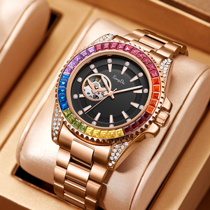 <span class=keywords><strong>Reloj</strong></span> Deportivo Mecánico Automático ON3839 con <span class=keywords><strong>Esfera</strong></span> Grande, Cristal, Manecillas Luminosas, Resistente al Agua, con Puntero de Diamante Arcoíris de Moda - Product Image 2