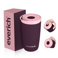 Everich ODM vente en gros 12oz tasse à café à large bouche avec bouton poussoir sans BPA double paroi isolée sous vide