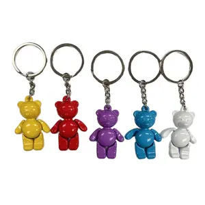 Hot Style Custom 3D Cute Little Bear Shaped Metal Key Ring Printed Logo Keychain For Personalized Presents