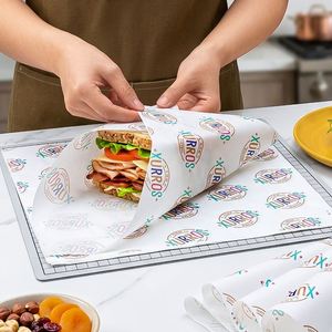Custom Logo Printed Biodegradable Eco-Friendly Grease Proof Waterproof Disposable Food Wrapping <b>Paper</b> for Hamburger Sandwich - Product Image 6