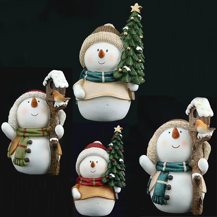 Lot de personnages de bonhomme de neige en résine, personnalisés, peluche, arbres de noël artificielles pour décoration de maison, nouveau,