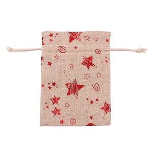 Sacs de Noël en jute personnalisables par sublimation, mini-sacs vierges en toile de jute avec cordon de serrage pour friandises de Noël, vente en gros - Product Image 3