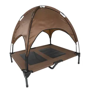 New Outdoor Portable Large Raised Canopy Dogs Mesh Bed Removable Sunshade Elevated Pet Cot Tent With Canopy