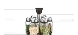Private Label 304 Stainless Steel Cover Combination Glass Seasoning Bottle Rotating Base <b>Set</b> - Product Image 3