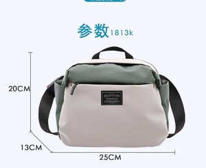 Sac messager grand format en tissu Oxford, fermeture éclair, imperméable, sac de voyage à bandoulière, toutes saisons, unisexe, gris beige, doublure en polyester - Product Image 4